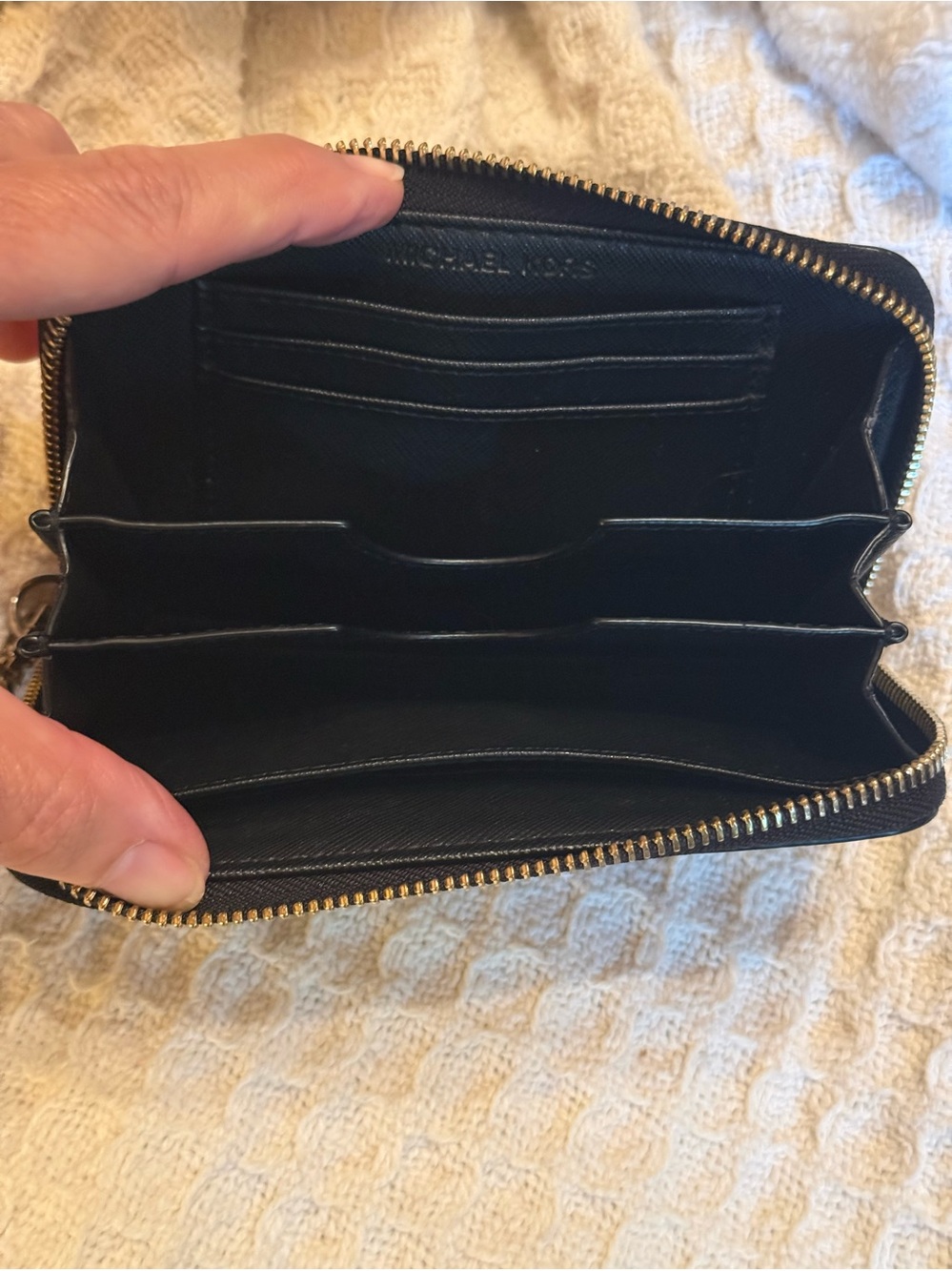 Michael Kors Black
Patent Leather and Gold
Logo Wristlet - Picture 9 of 10